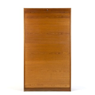 Grote eiken vintage Deense rolluik/ archiefkast