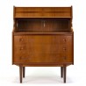 Danish teak vintage secretaire with sliding glass doors