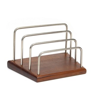 Briefhouder met teakhouten voet vintage Deens design