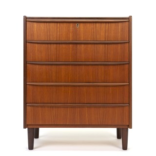 Vintage Danish dresser with 5 drawers in teak