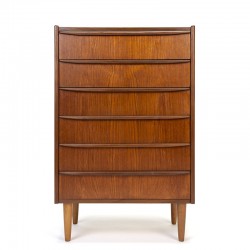 Danish narrow model teak vintage chest of drawers