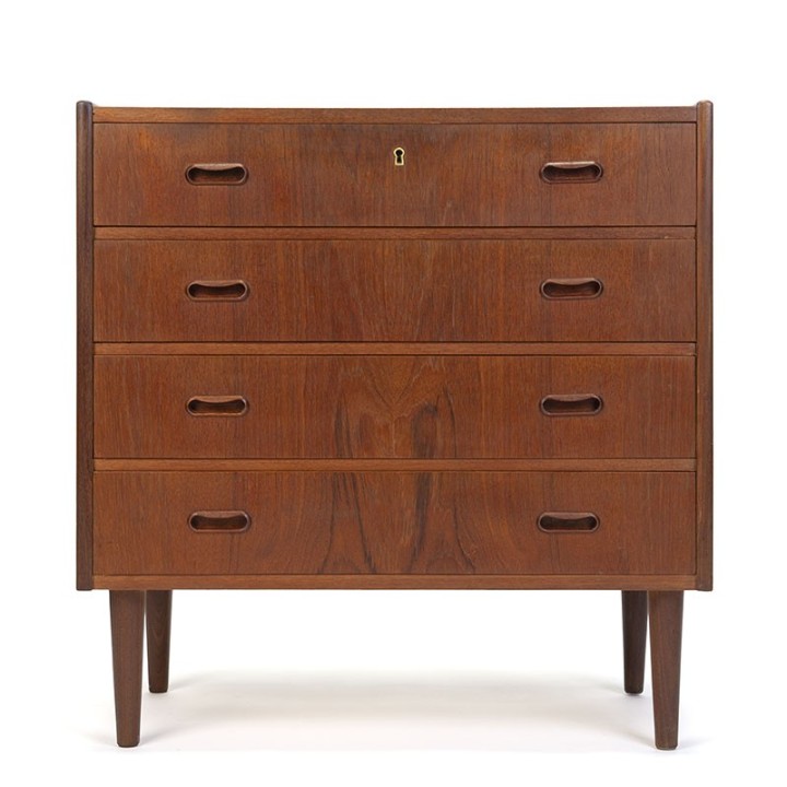Deense teakhouten vintage ladekast met 4 lades