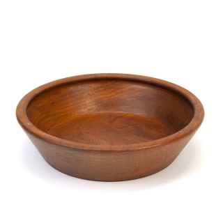 Round vintage teak serving bowl