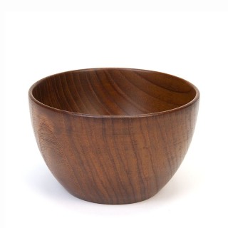 Klein rond vintage bakje van teak