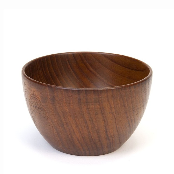 Small round vintage teak bowl