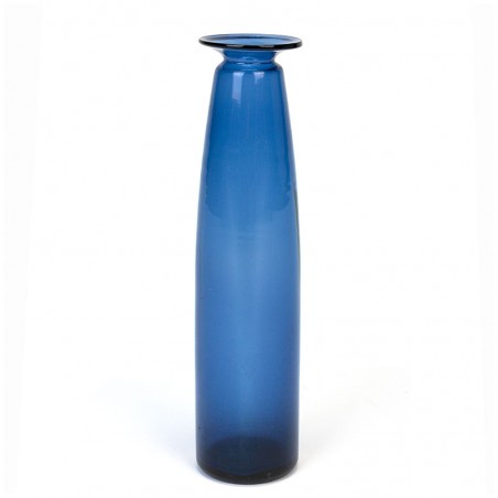 Narrow model blue glass vintage vase
