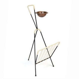 Fifties vintage newspaper rack with ashtray