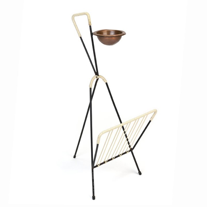 Fifties vintage newspaper rack with ashtray