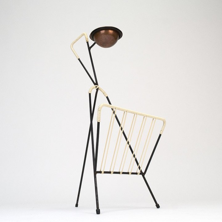 Fifties vintage newspaper rack with ashtray