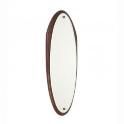 Oval model vintage mirror with dark teak edge
