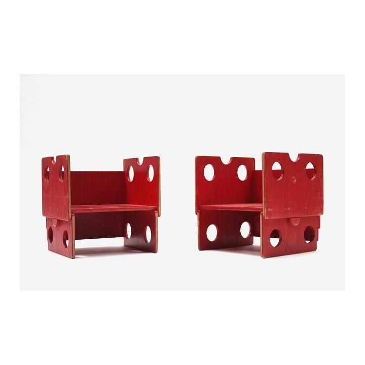 Set of 2 wooden child's chairs - Retro Studio