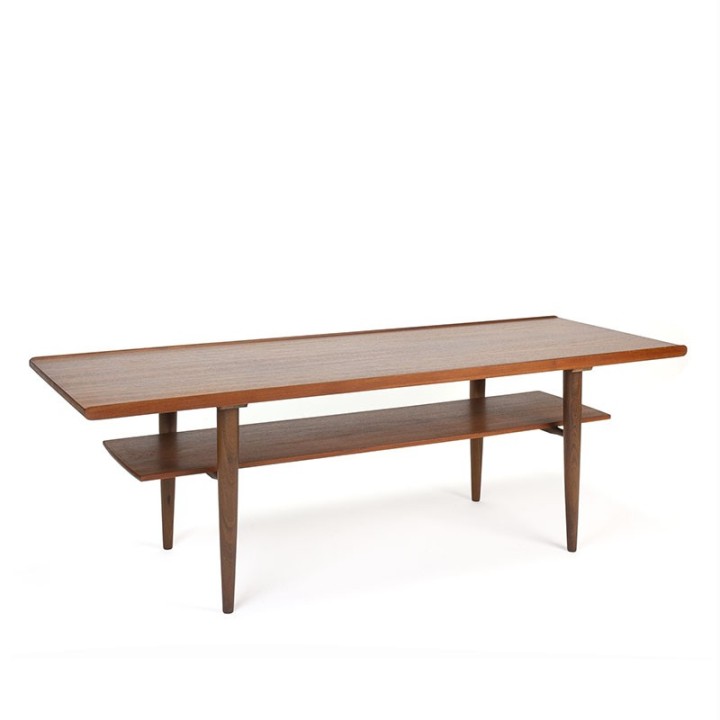 Teakhouten langwerpige Deense vintage salontafel