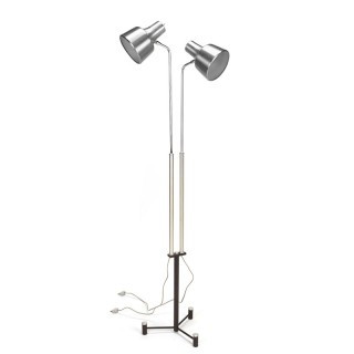 Danish vintage floor lamp with 2 aluminum shades