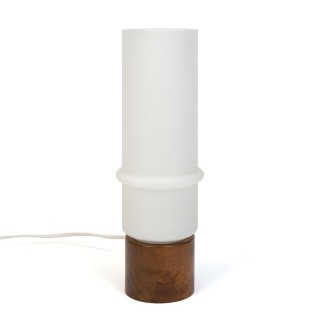Vintage tafellamp met teak en melkglas