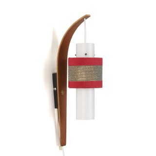 Vintage Danish wall lamp with teak wall part