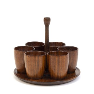 Teak set of vintage egg cups