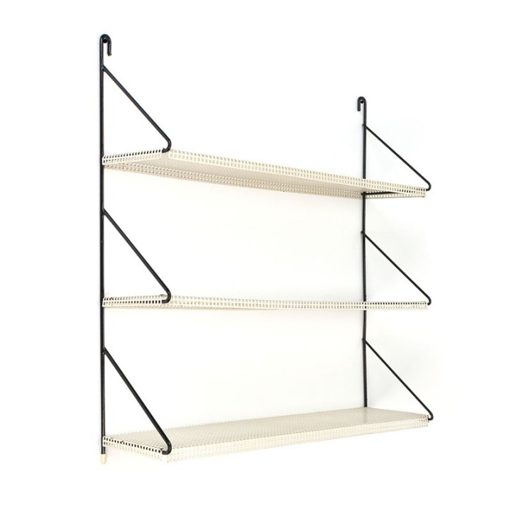 Dutch vintage perforated metal wall rack