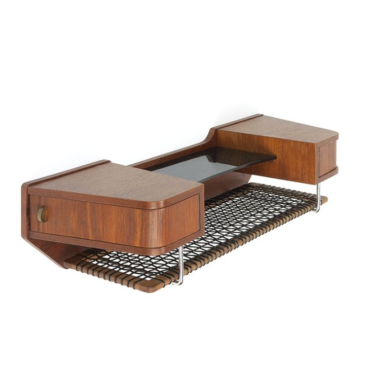 Danish teak vintage wall cabinet / dressing table with drawers