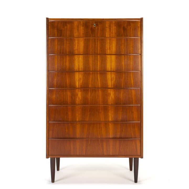 XL Danish vintage design tallboy dresser with 8 drawers