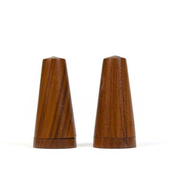 Teakhouten vintage peper en zout stel