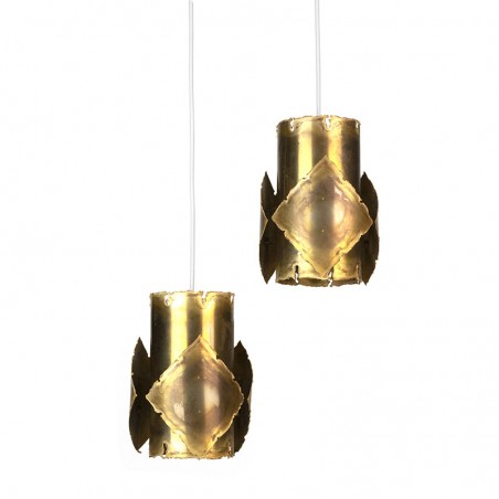 Set vintage brutalistische Deense hanglampen ontwerp Holm