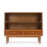 Teak vintage display cabinet with sliding glass doors