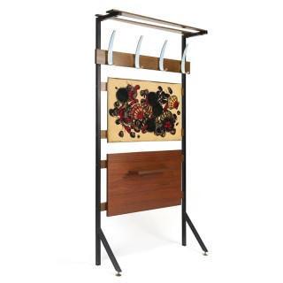 Vintage standing wall coat rack from the fifties