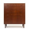 Wide model vintage teak Danish chest of drawers