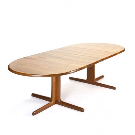 Large oval vintage dining table in teak on a star base