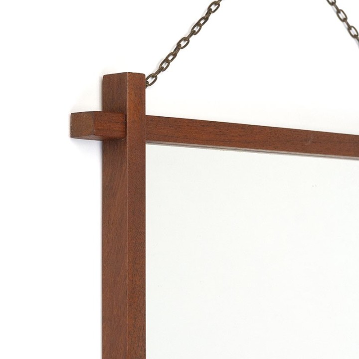 Teak Danish rectangular vintage mirror