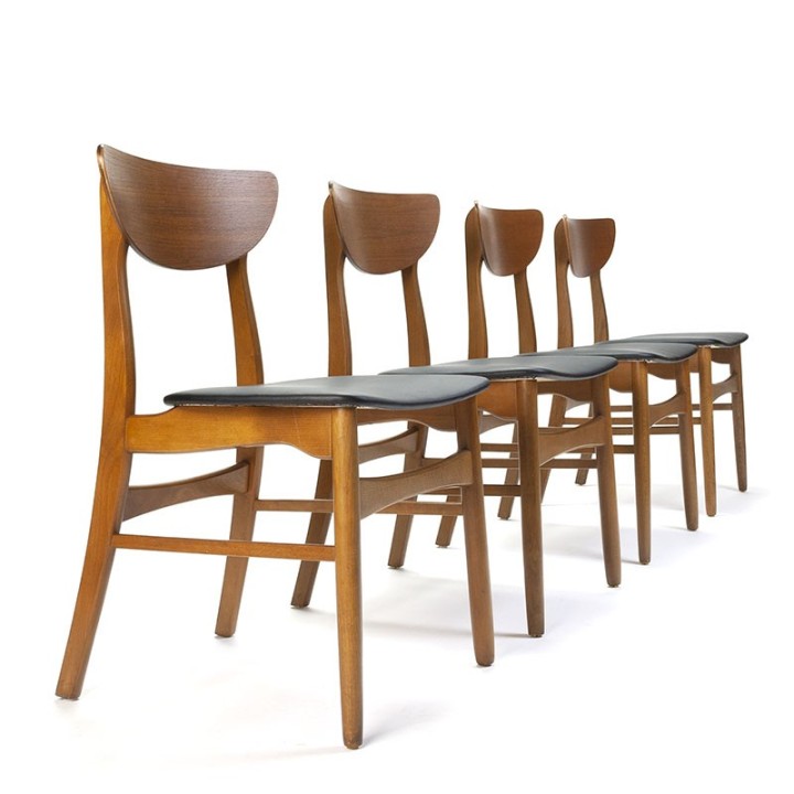 Set vintage Farstrup stoelen met ruime rugleuning in teak