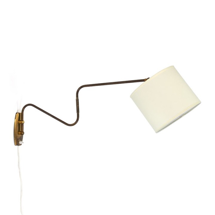 Danish vintage brass wall lamp from the fifties