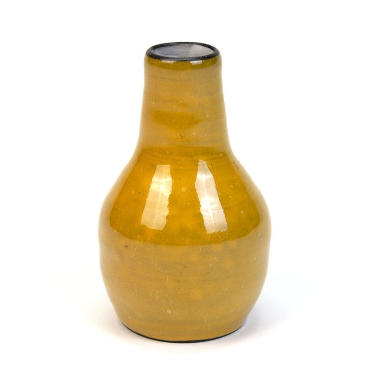 Yellow earthenware small vintage vase