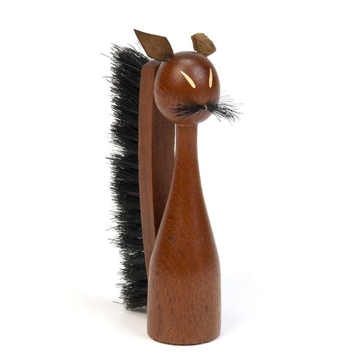 Danish vintage teak small brush cat