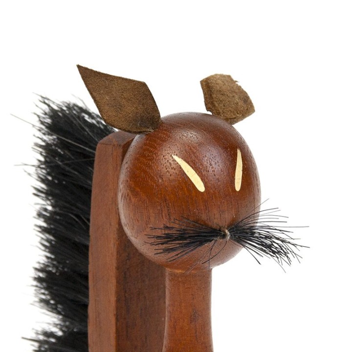 Danish vintage teak small brush cat