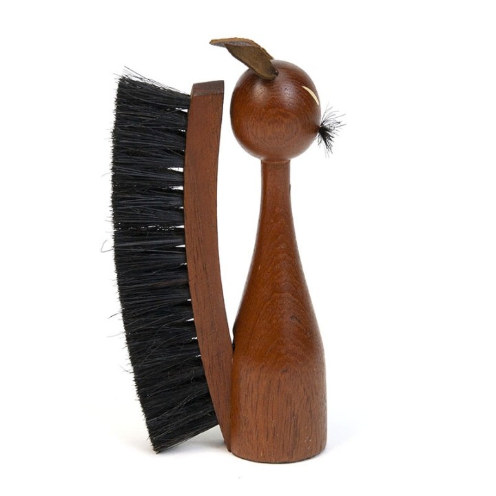 Danish vintage teak small brush cat