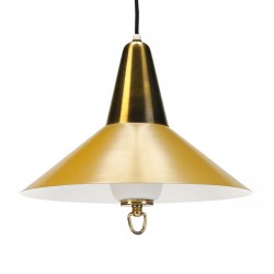 Deense vintage geel/ messing hanglamp