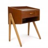 Teak vintage Danish bedside table with oak base