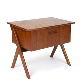 Vintage teak Danish sewing kit cabinet