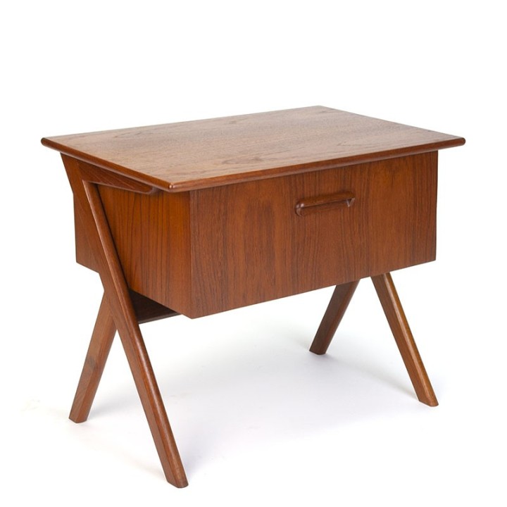 Vintage teak Danish sewing kit cabinet