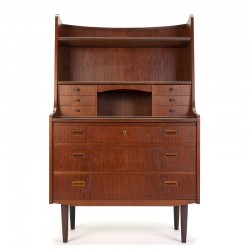 Teakhouten vintage half hoog model secretaire meubel