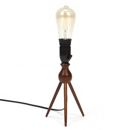 Danish teak vintage 3-legged table lamp