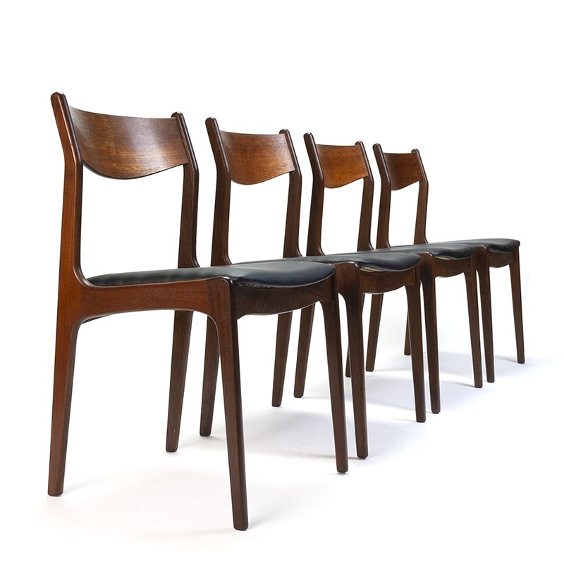 pad Interpersoonlijk boeket Vintage Deense set van 4 eettafel stoelen in teakhout -