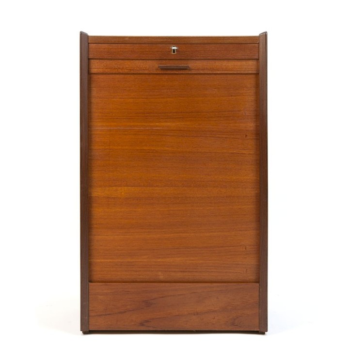 Narrow model vintage Danish teak filing cabinet