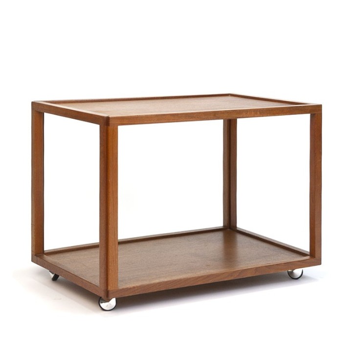 Teak Danish side table on wheels vintage