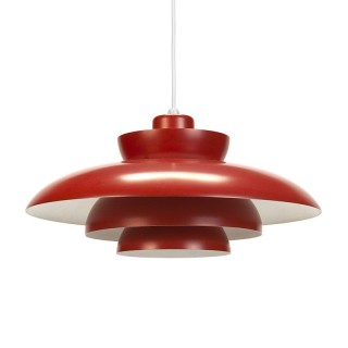 Rode Penta vintage F&M hanglamp ontwerp Jo Hammerborg