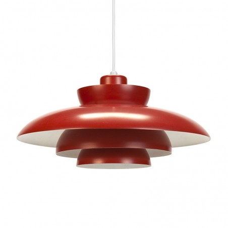 Red Penta vintage F&M hanging lamp design Jo Hammerborg