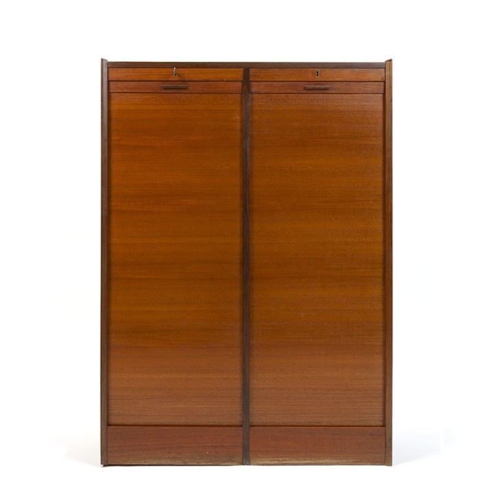 Double model vintage teak Danish filing cabinet