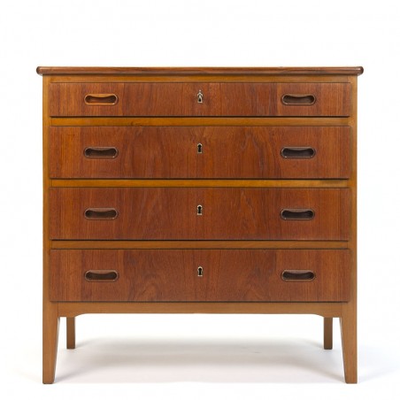 Teak Danish vintage chest of drawers with 4 lockable drawers