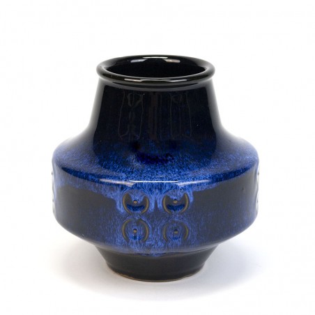 Earthenware vintage vase in blue shade